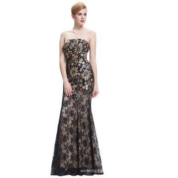 Starzz trägerloses schwarzes Sequined Spitze-freies Verschiffen-Abschlussball-Kleid ST000008-1